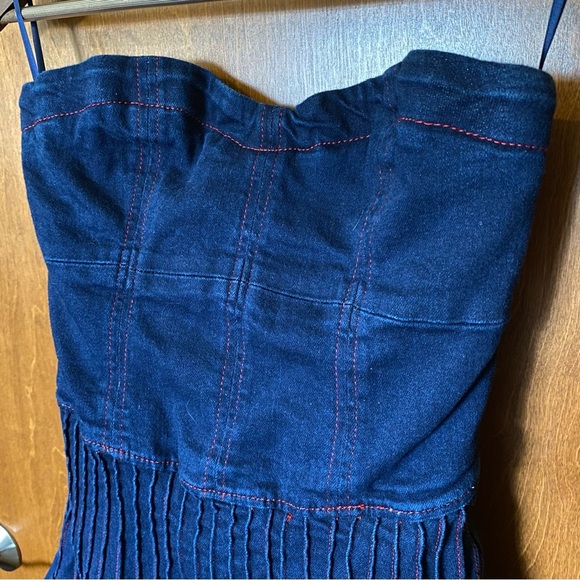 Maeve Rosette Strapless Fit & Flare Denim Mini Dress- missing the rose! - Picture 3 of 6
